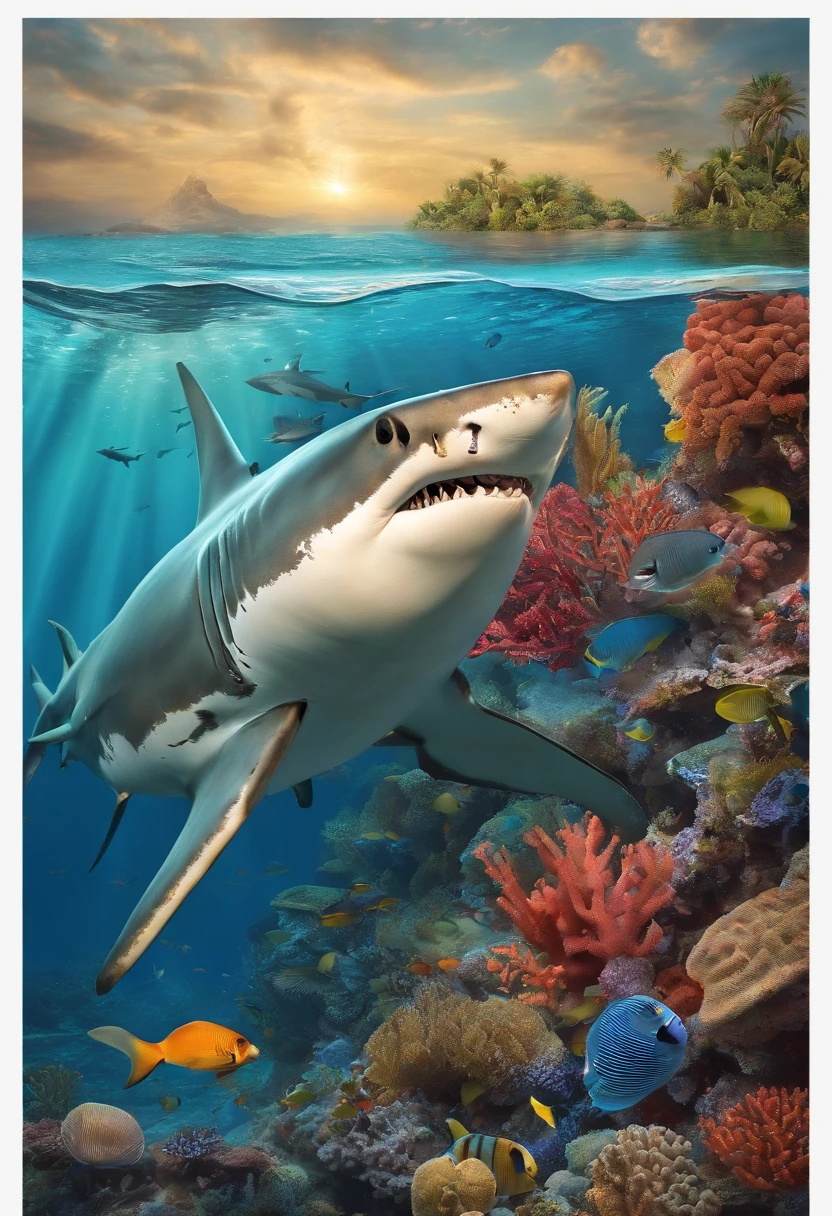 requin, possession, fin, Toothbrush, coral reef, Colorful Shipwreck, dessin
--ar 16:9 --up beta --s 750