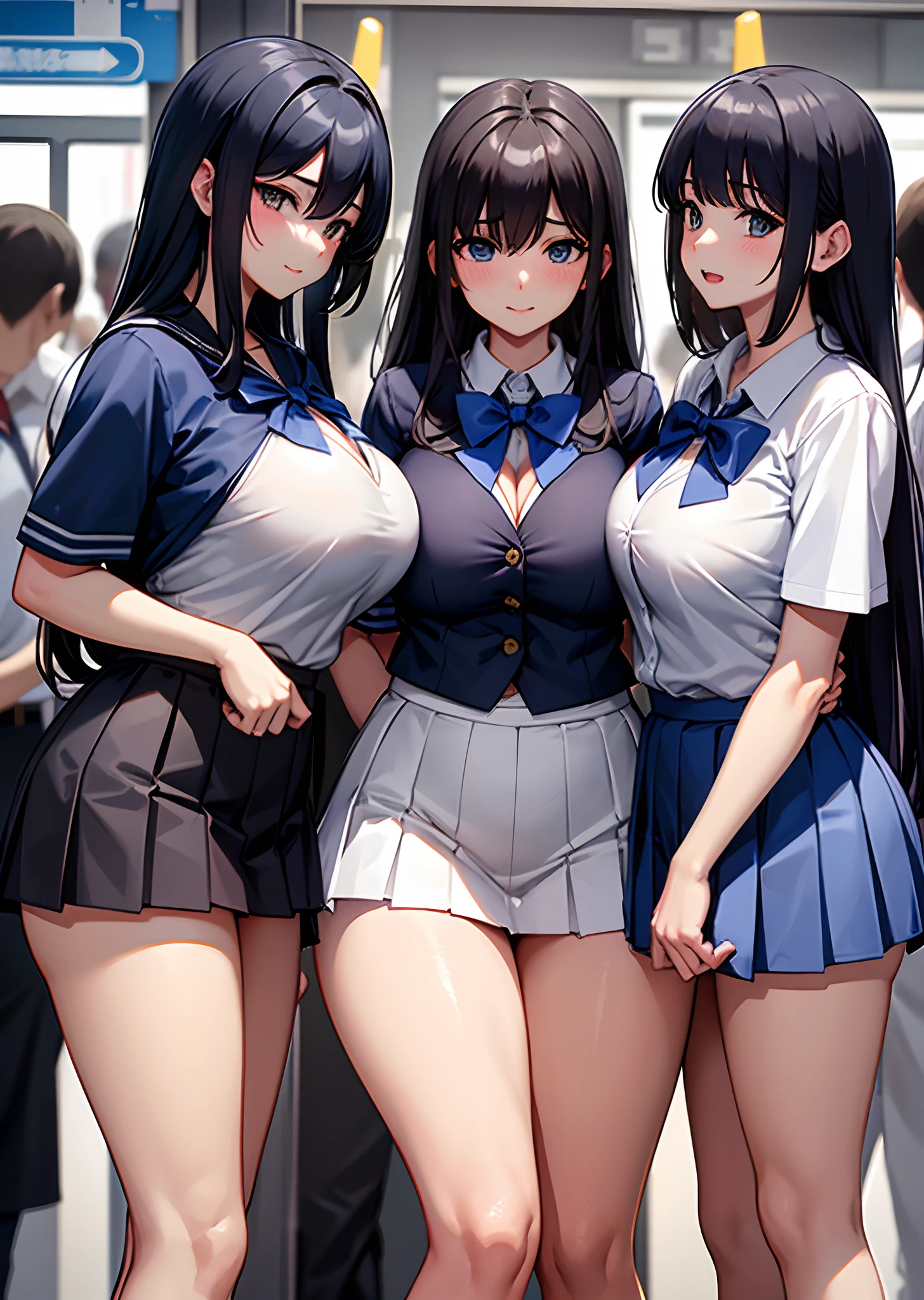 Trem lotado、Threesome of busty high school girls with black hair standing happily、tits out、cleavage of the breast、teats、White short-sleeved shirt、Kamimei、In the strong wind, the navy blue ultra-short pleated skirt flips up and you can see the white panties.、bow ribbon、Futomo、perspiring、Surrounded by a crowd of middle-aged men、Camel toe crowded train、Threesome of busty high school girls with black hair standing happily、tits out、cleavage of the breast、teats、White short-sleeved shirt、Kamimei、In the strong wind, the navy blue ultra-short pleated skirt flips up and you can see the white panties.、bow ribbon、Futomo、perspiring、Surrounded by a crowd of middle-aged men、camel toe