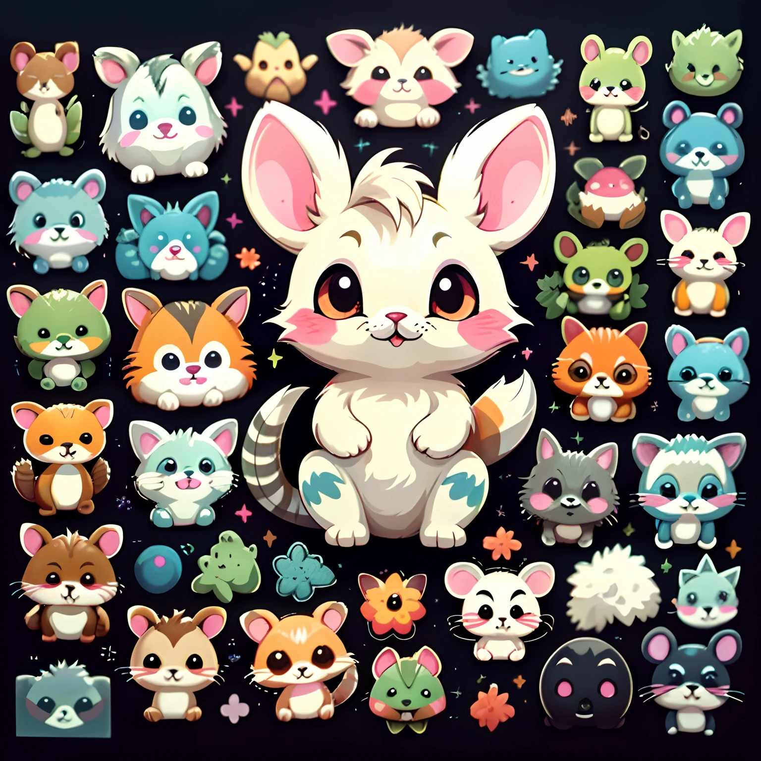 The creature's face is reminiscent of a small mammal, such as a mouse or chipmunk. Its large, forward-set eyes, round head and small ears give it a cute and curious appearance, similar to a small woodland creature. The creature's face is covered in soft, ((silvery scales)) that are evenly spread across its body, providing it with a smooth and reflective coat. The tiny ears are pointed and sit atop the creature's head, providing it with excellent hearing and sensory capabilities. A small, rounded nose resides in the center of its face, providing it with the ability to sense and locate food.