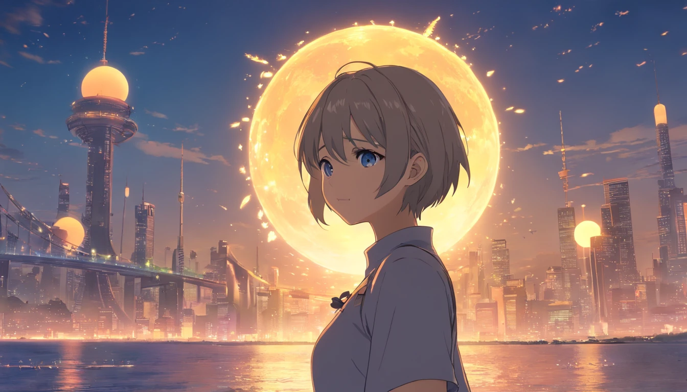 luna reflejando buen luz en un personaje de nier automata