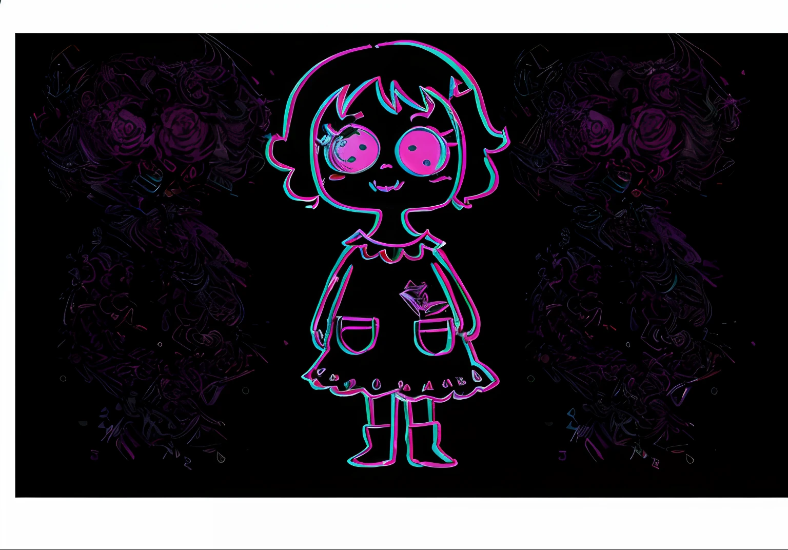 desenho dos desenhos animados de uma  com um vestido rosa e um fundo preto, Yume Nikki, pale young ghost girl, Estilo 2D, retrato da meninaowwave, [ arte digital ]!!, menina pequei, Loli no vest protasta feminina 👀 :8, ( ( Pontilhamento ) ), muffet de undertale, lente brilhante flare wraith menina