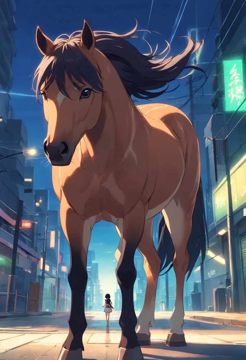 1 animal、equine、full bodyesbian、Side view,motionless, brown body, black mane, black tail, feral,