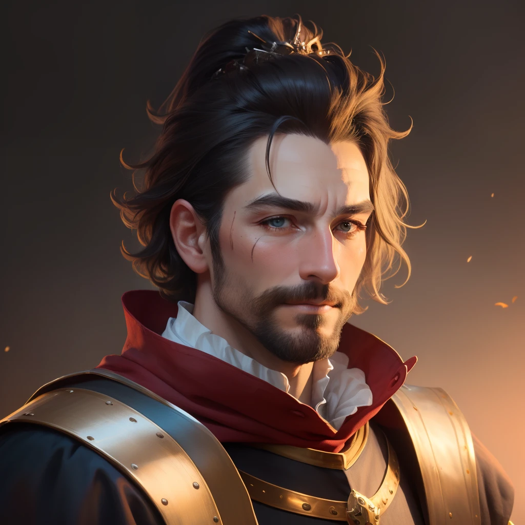 Create a medieval buffoon with semi-transparent metal accents