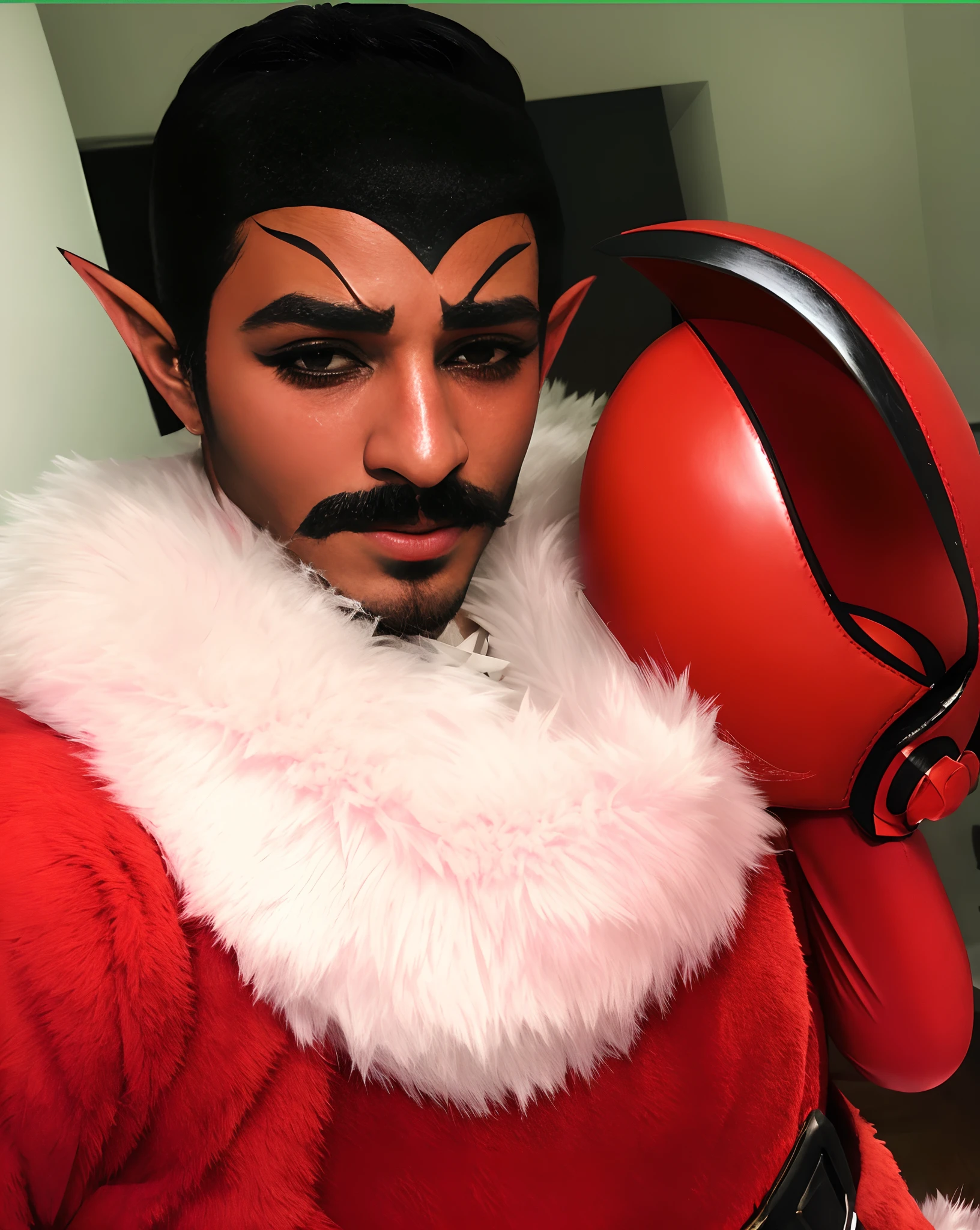 araffe dressed as a devil with a red boxing glove, as an overwatch character, as overwatch character, inspired by Gaston Anglade, cosplayer dressed like a crab, a male elf, villain wearing a red oni mask, male vampire of clan banu haqim, v from devil may cry as an elf, torbjorn from overwatch