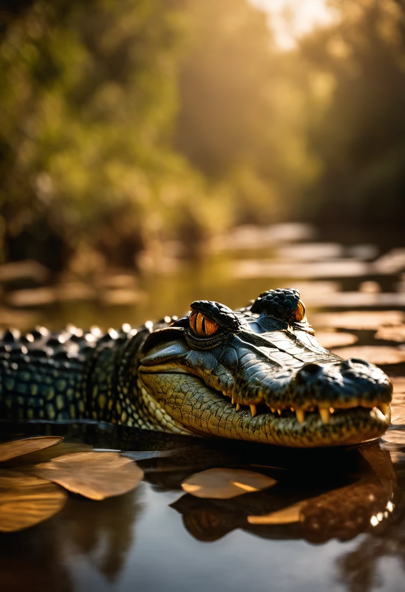 elabore por favor - uma imagem de um crocodilo com a boca aberta com cara de mal