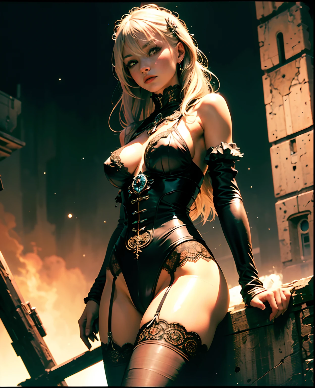 (Meisterwerk:1.2), best quality, (Illustration:1.2), (Ultra-detailliert), Hyper Details, (fein detailliert),(focus on panties), black lace panties,leicht gespreizte Beine,lace stockings, lebhaft , (Komplizierte Details), (Filmisches Licht, best quality Backlights), klare Linie, von unten, solo weiblich, Perfect Body, (1girls), White hair, leuchtend gelbe Augen, (Kaiser, Schwarze durchsichtige Kleidung),(Krone:1.1), auf dem Thron sitzen, slightly close eyes, Blick nach unten, Kopf drehen, ( shy:1.2), ((Schminke)), Hoher Kontrast, (Beste Ausleuchtung, An extremely delicate and beautiful), ((Filmisches Licht))