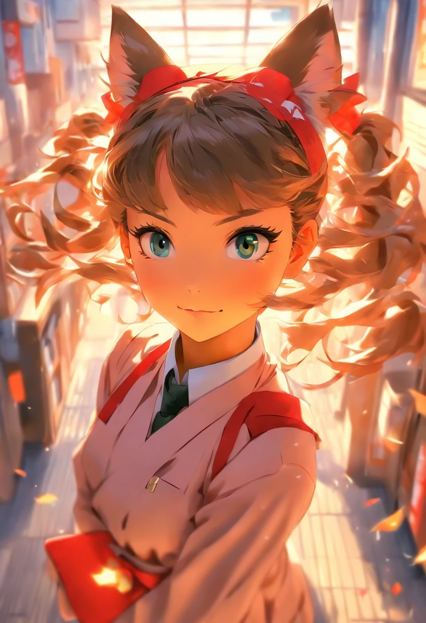 Catgirl in highschool Japanese uniform