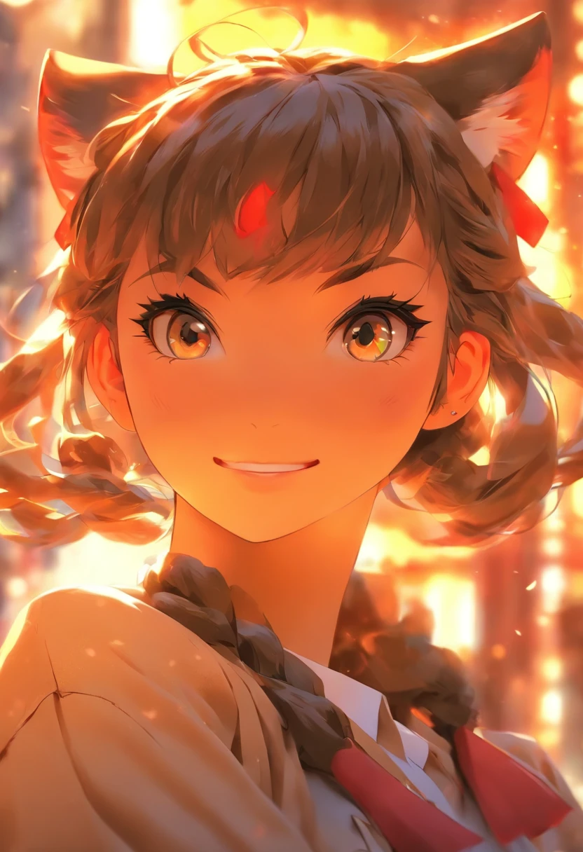 Catgirl in highschool Japanese uniform