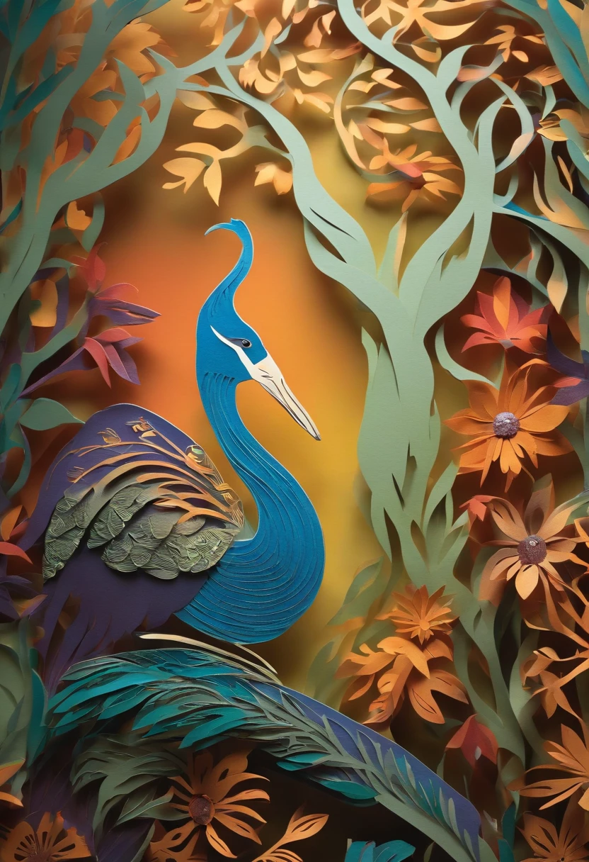 Color three-dimensional paper cutting effect