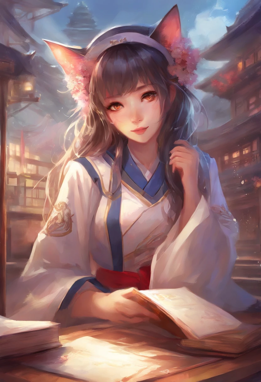 Catgirl in highschool Japanese uniform