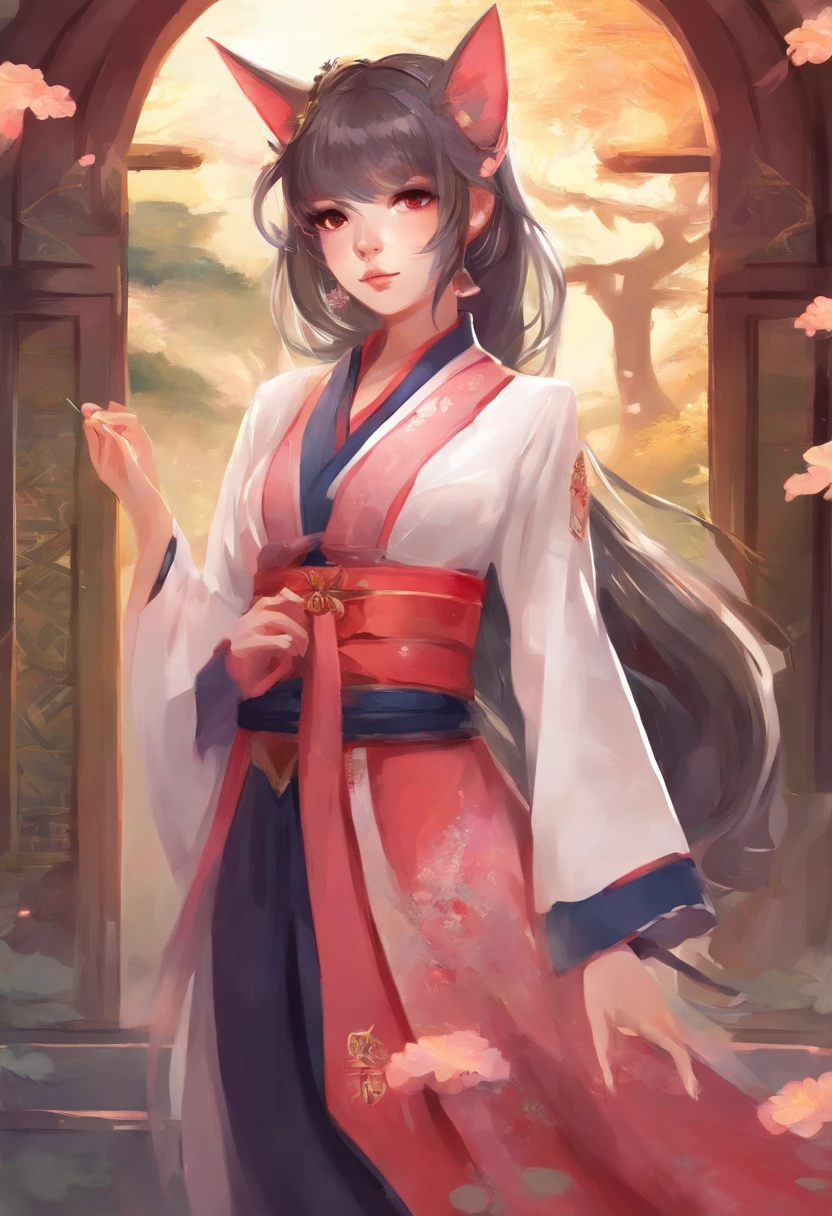 Catgirl in highschool Japanese uniform