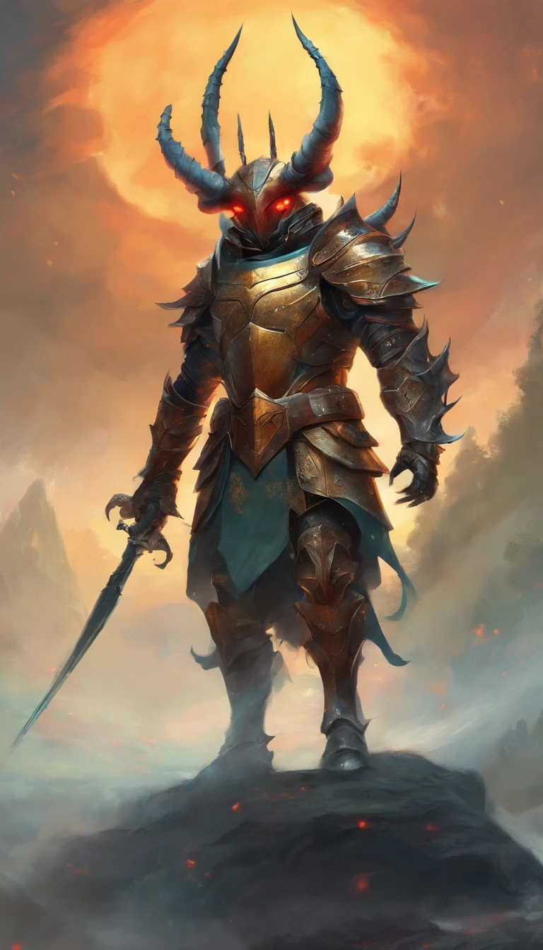 stag beetle with armor already for war battle stands 300 warriors in battle background misty raining cloudy