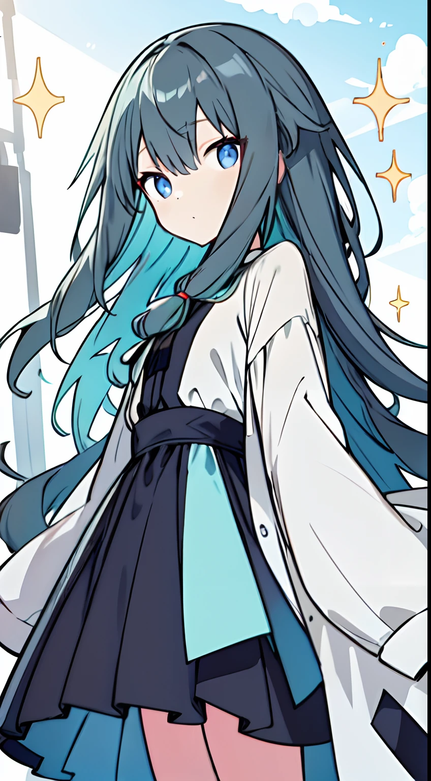masuter piece, Best Quality,32K、Wallpaper, ultra -detail, Absurd beauty, 1Beautifulwoman、Big eyes with sparkly、Hair fluttering in the wind、:O、slender long legs、Smaller head、miscievous smile、Angle looking up from below:1.3、Angle from which you can see the whole body