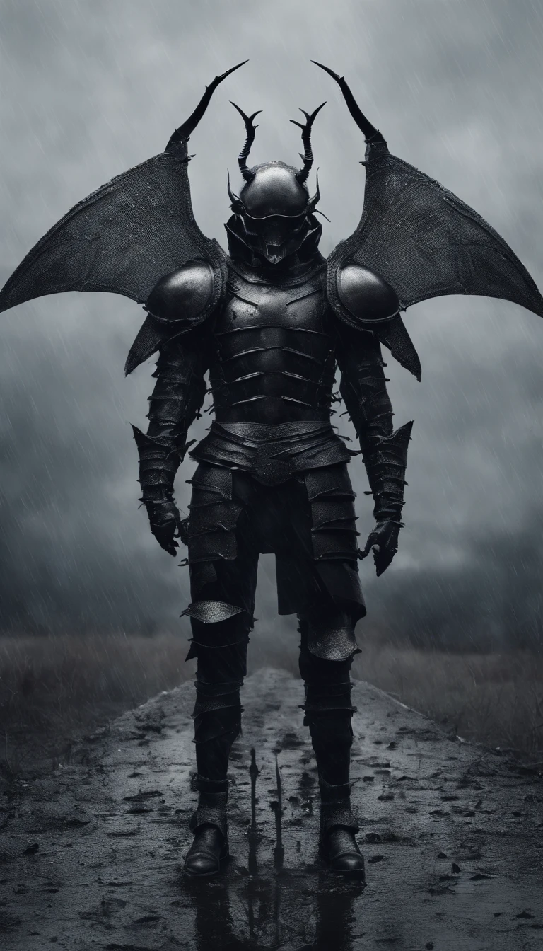 stag beetle with armor already for war battle stands 300 warriors in battle background misty raining cloudy