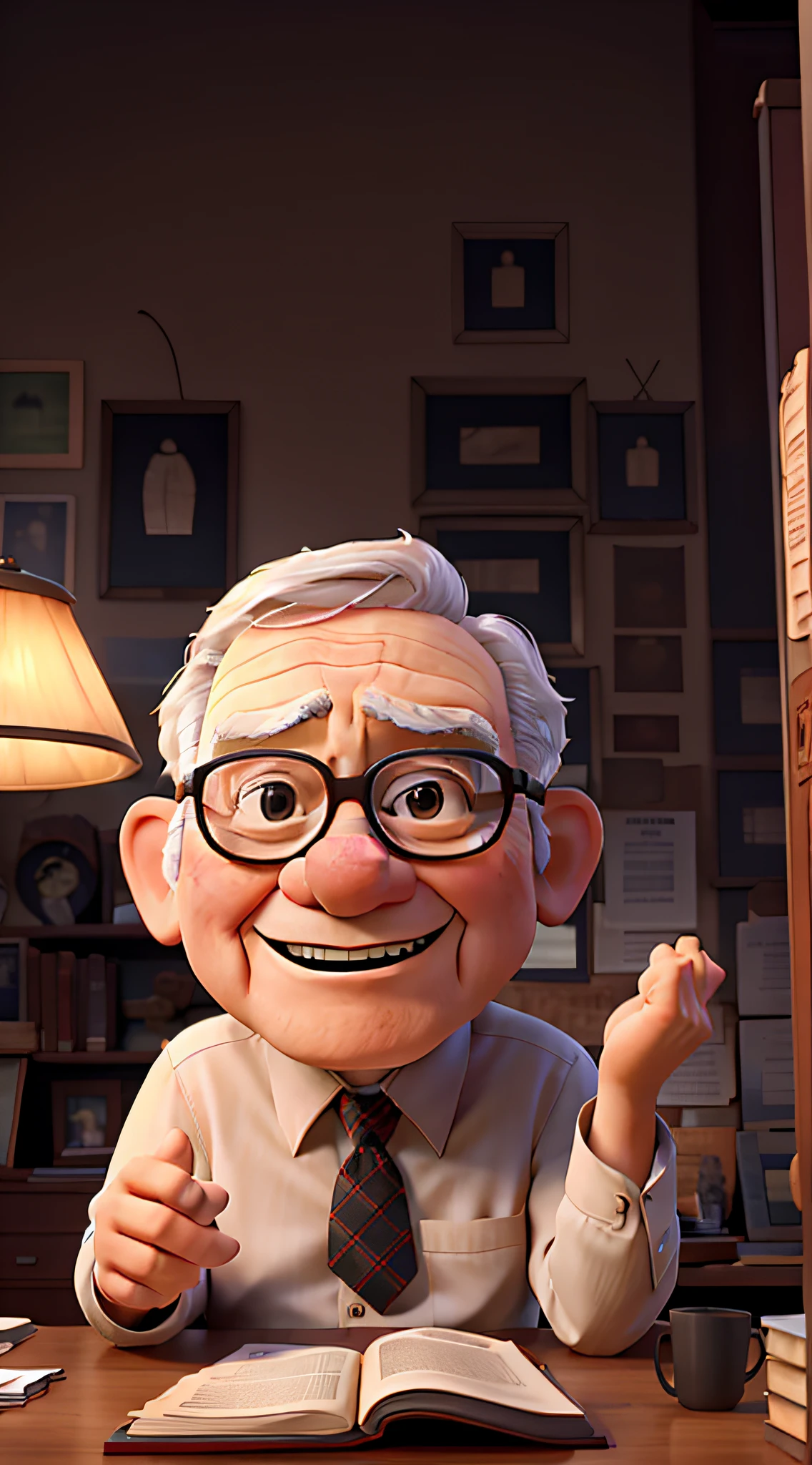 warren buffet sitting behind a desk