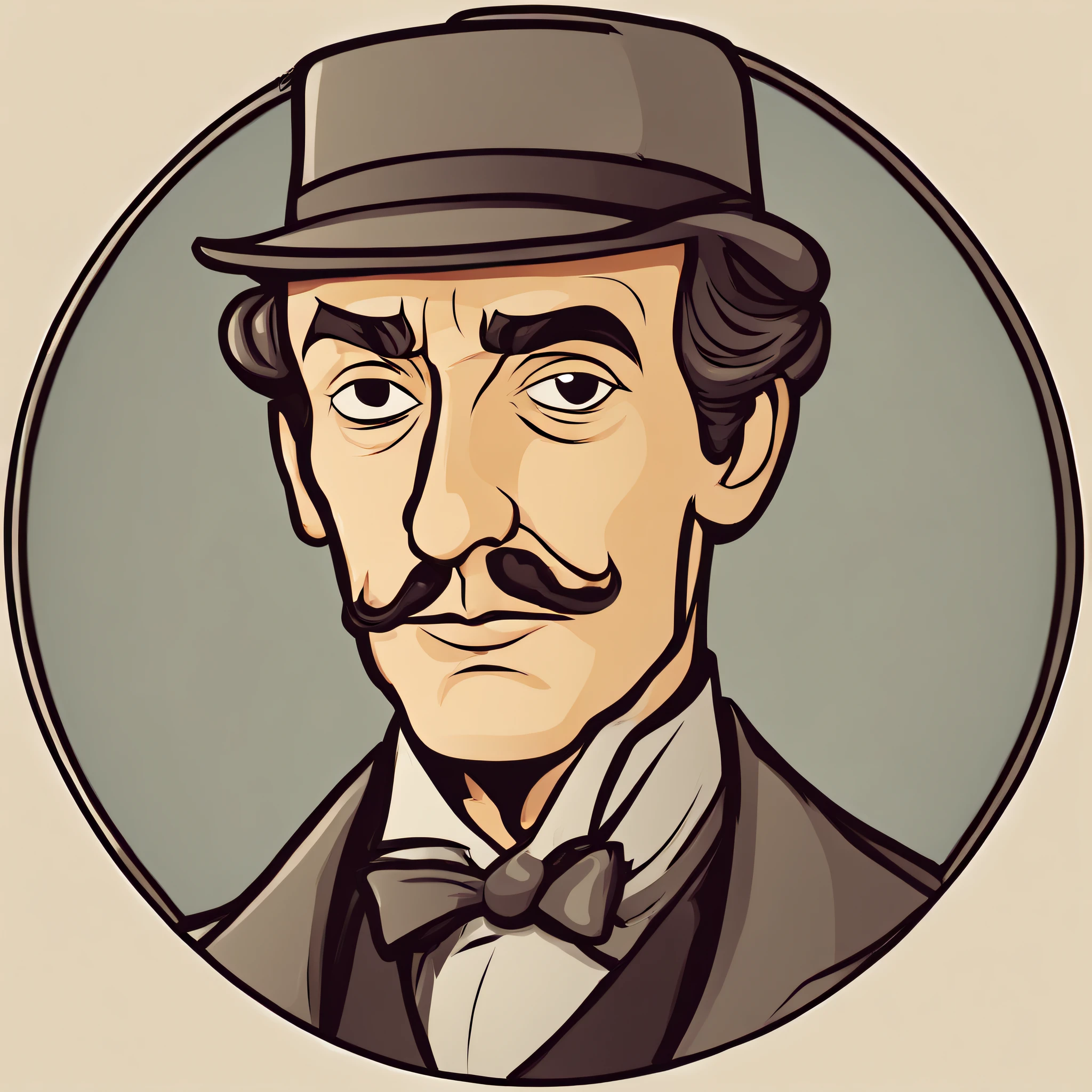 icon of Sherlock Holmes, cartoon style, smooth face