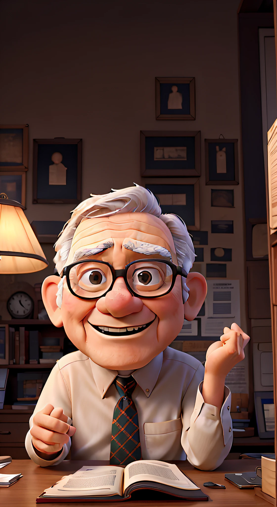 Warren Buffet sitting behind a desk