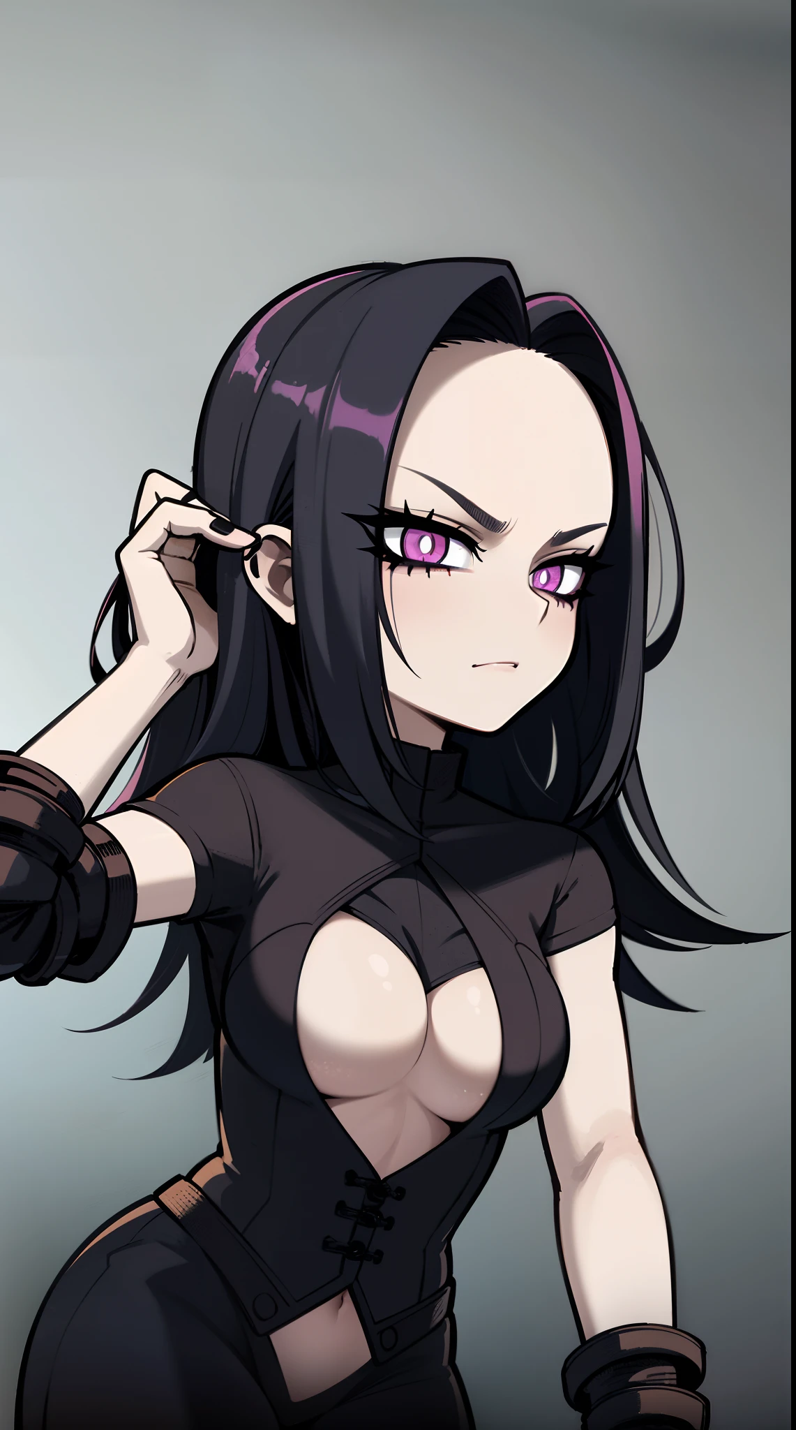 a close up of a person with a weird face and nails, gothic maiden anime girl, gothic - cyberpunk, cyberpunk horror style, gothic art style, detailed digital anime art, gothic art, demon anime girl, gothic girl face, anime style 4 k, dark art style, anime cyberpunk art, gothic aesthetic, 1 7 - year - old anime goth girl, gothic horror vibes