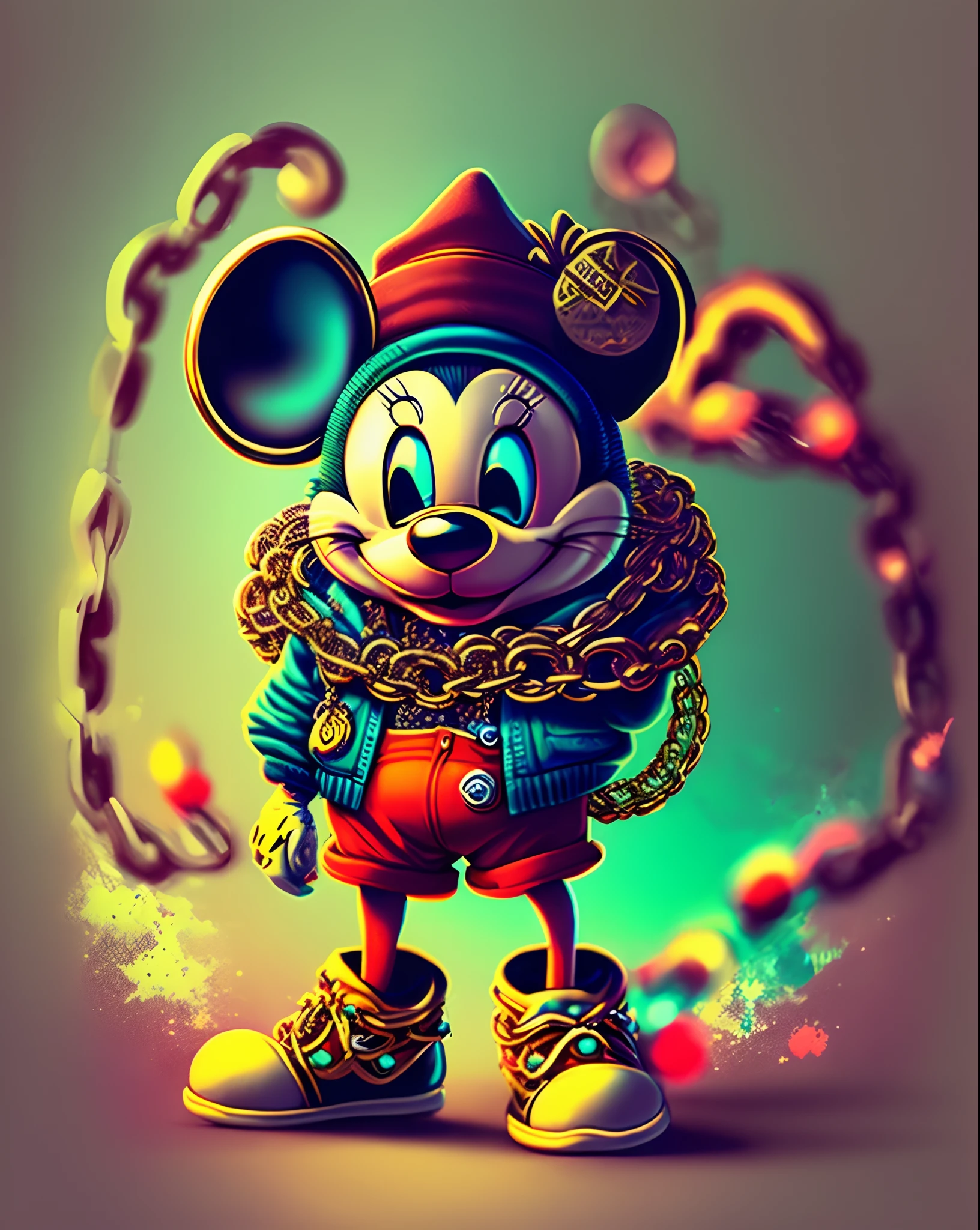 Micky Mouse + gangster + lean + chains