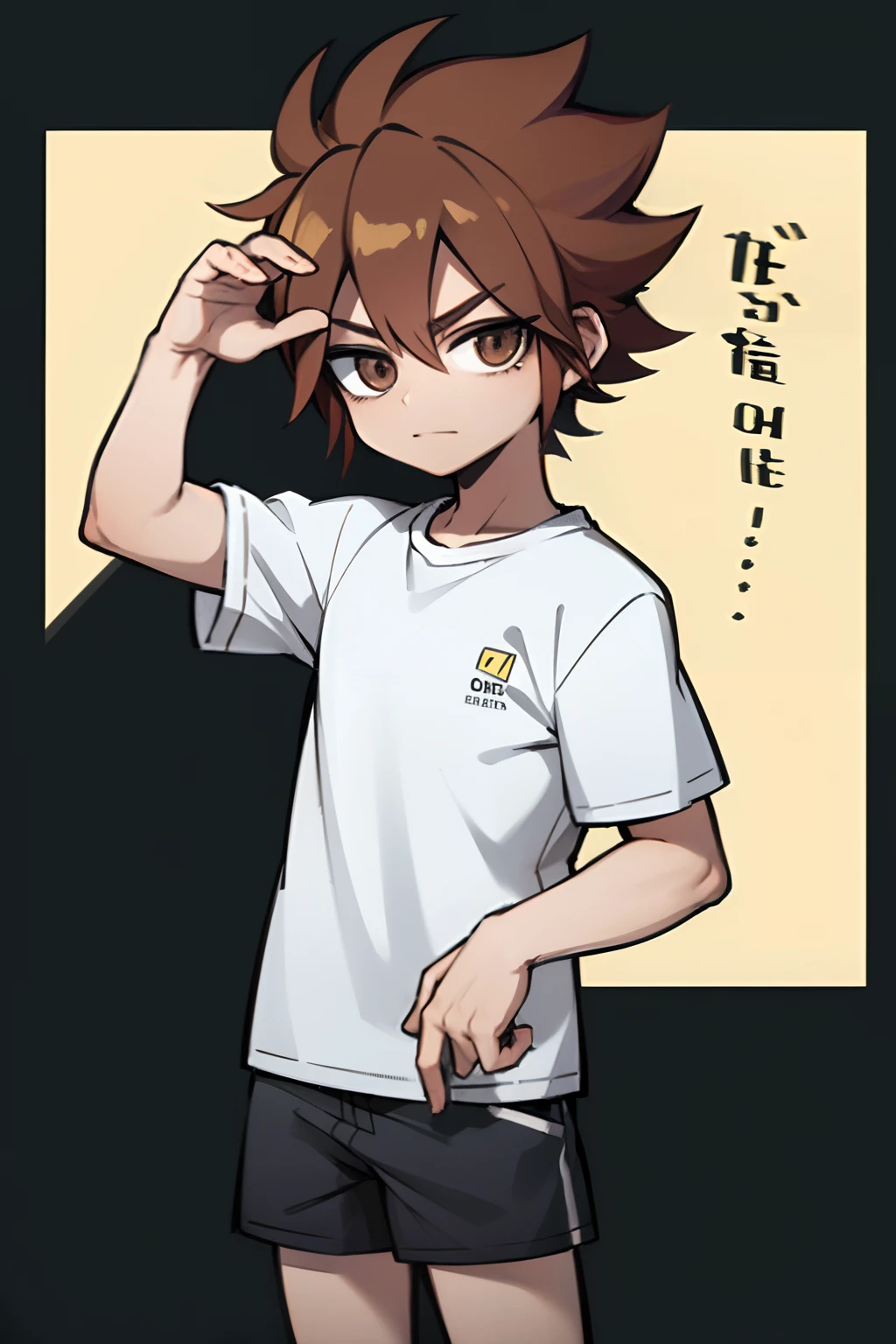 jovem man, 20 years old, Penteado Yoh Asakura, brown hair, olhos azuis, vestindo um moletom cinza sem mangas, gym shorts, em uma cidade, at night,4k,