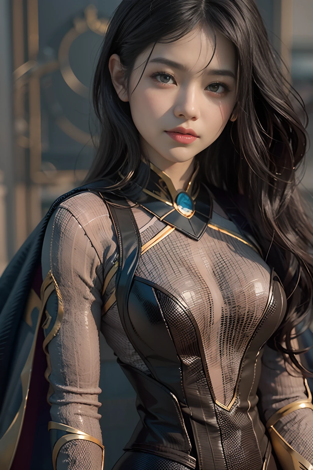 Senna from League of Legends as a secretary, large breasts, hololive Japan, anime hyperrealism, photorealistic, 8k, super thick but slender, small waist, professional attire, turtleneck sweater dress, office scene, high maintenance secretary, dreadlocks, nappy hair, sexy, camel toe, panty shot, cleavage