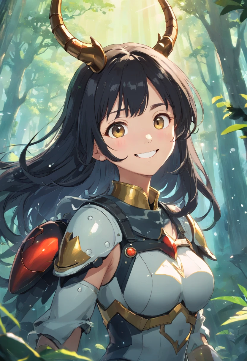 Curious black white gold big thing in space ocean in 3d drawing vampire sticking out of head stag beetle with armor already for war battle stands 300 warriors in battle background misty raining cloudy(Masterpiece), (Best Quality), (Super Detail), (disheveled Hair), (Illustration), (1 Girl), (Interview), (Brief Background), Beautiful Detailed Eyes, Delicate Beautiful Face, Floating, (High Saturation), (Shine), Focus on Face, Black Hair, Bangs, Full Smile, Floating Hair. girl, maiden in love, pixiv illustration, top quality, super detailed, smile, clever, beautiful face, 4K, nature, sunlight through trees,