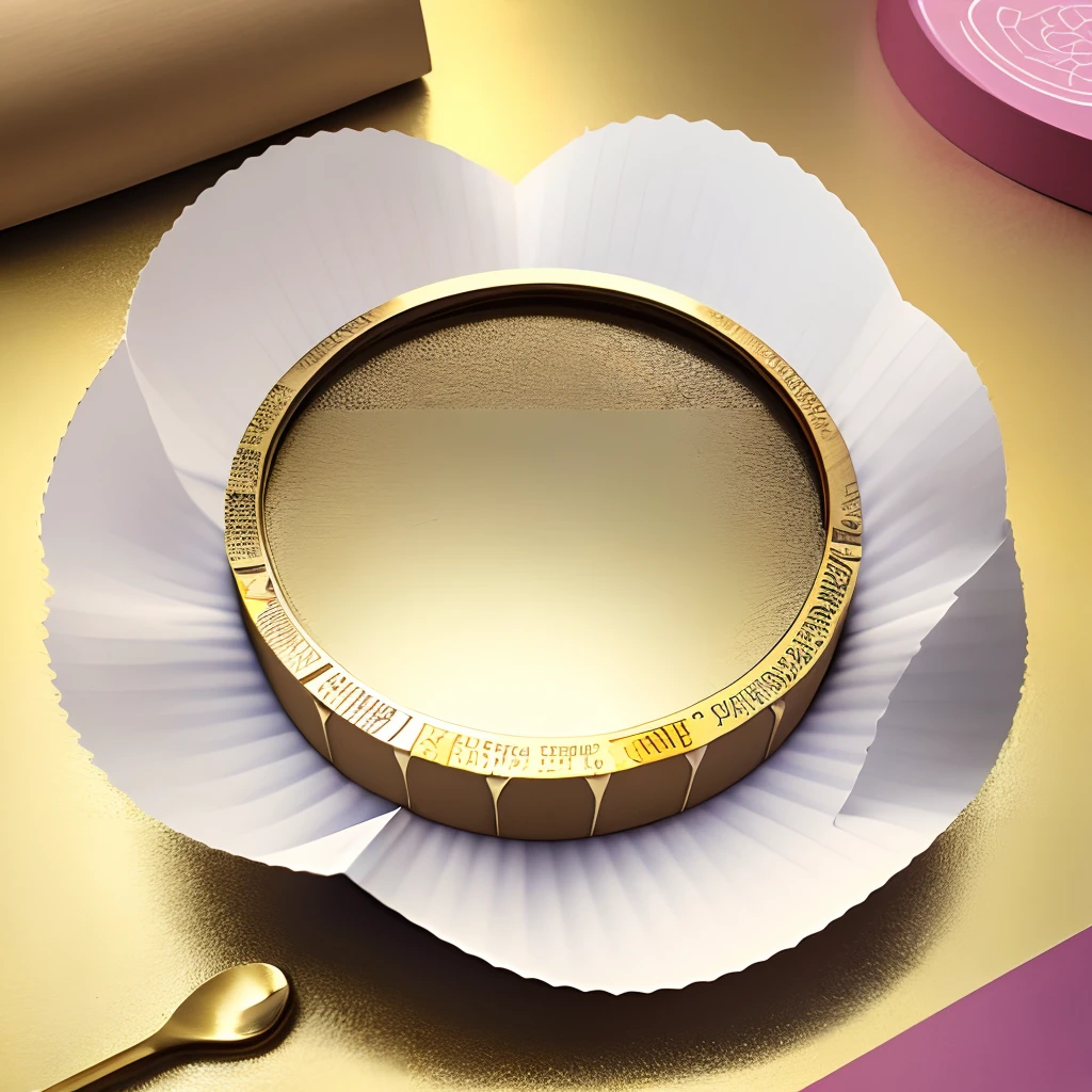 Craft paper candy bag with gilding on the edges and transparent round in the center to show the contents inside