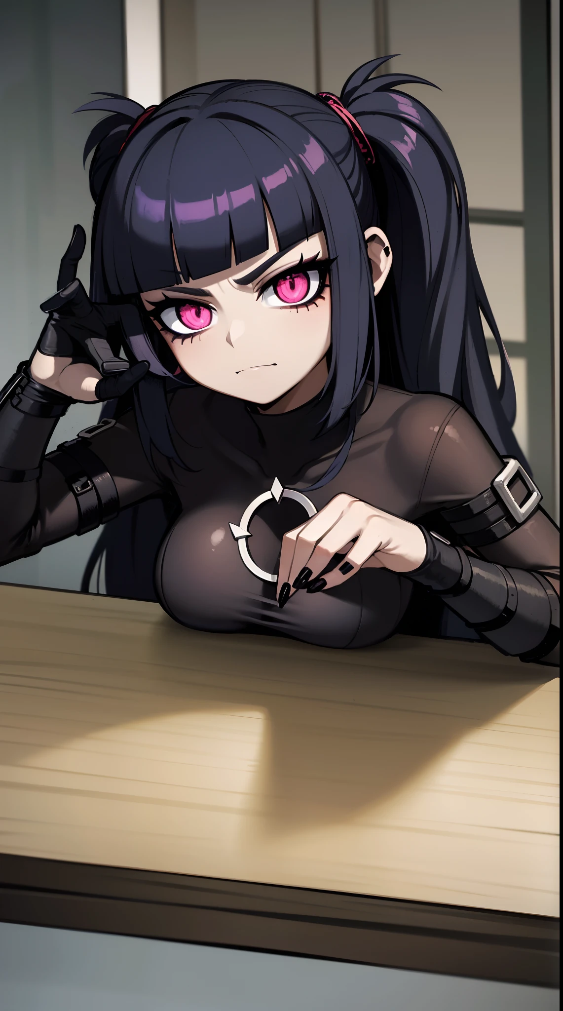 a close up of a person with a weird face and nails, gothic maiden anime girl, gothic - cyberpunk, cyberpunk horror style, gothic art style, detailed digital anime art, gothic art, demon anime girl, gothic girl face, anime style 4 k, dark art style, anime cyberpunk art, gothic aesthetic, 1 7 - year - old anime goth girl, gothic horror vibes