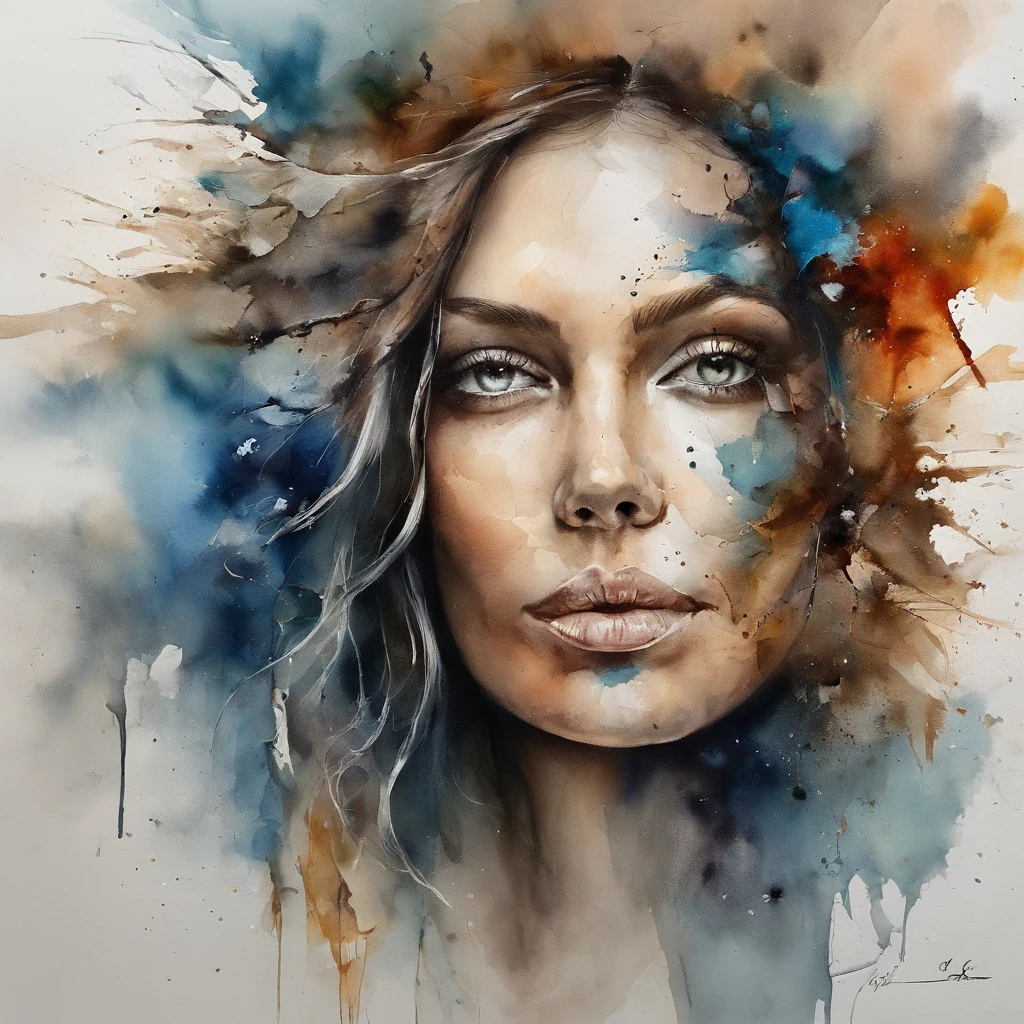 um close up de uma pintura do rosto de uma mulher com um rosto quebrado, cara de porcelana rachada, fragmentado, retrato abstrato, Nicolas Delort, arte sombria surreal, Stefan Gesell, Quebrado, retrato escuro da esquizofrenia, inspirado em Igor Morski, shattered abstractions, espelho quebrado, broken mirrors composition, parede quebrada, 4k symmetrical portrait, face de vidro, Cara detalhista, Olhos Detalhados