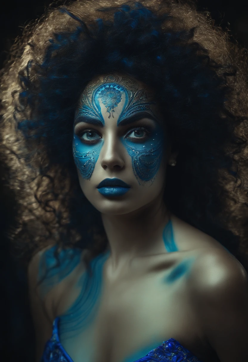 mujer de piel oscura, con ojos azules, desnuda jugado futbol