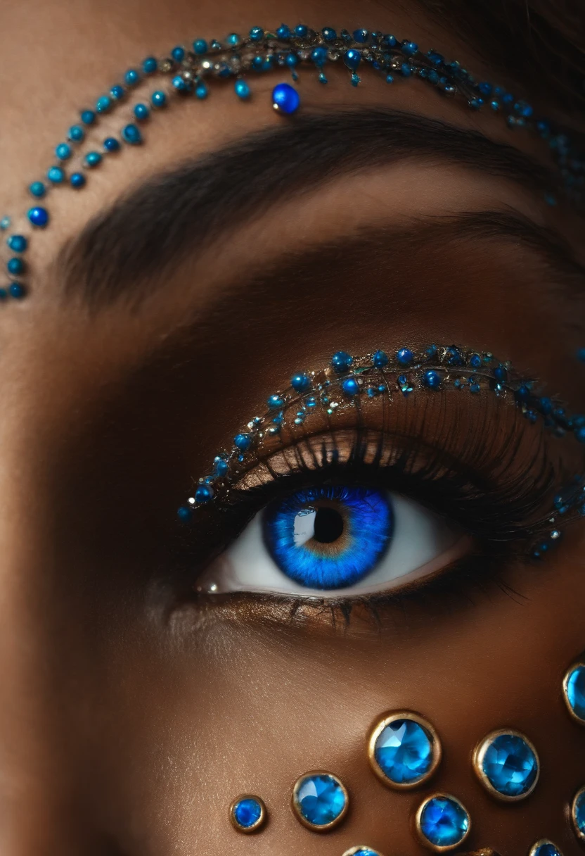 Chestnut woman, de pel morena con ojos azules, desnuda