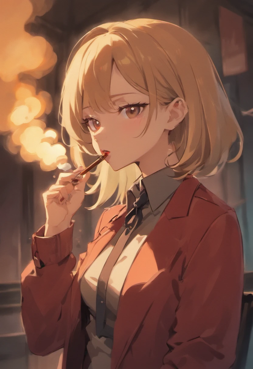 A cartoon cougar smoking a cigar no background