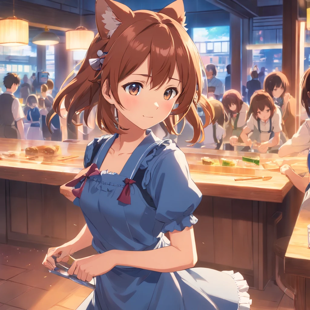 Raphtalia de Tate no Yuusha, con cuerpo de , vestida de maid, y posando para la camara., brown hair, anime style, Post-Impressionism, high detail, motion blur, reflection light, UHD, masterpiece, anatomically correct, textured skin, super detail, high details, high quality, award winning, best quality, highres, 1080P, retina, ccurate, ecchi.