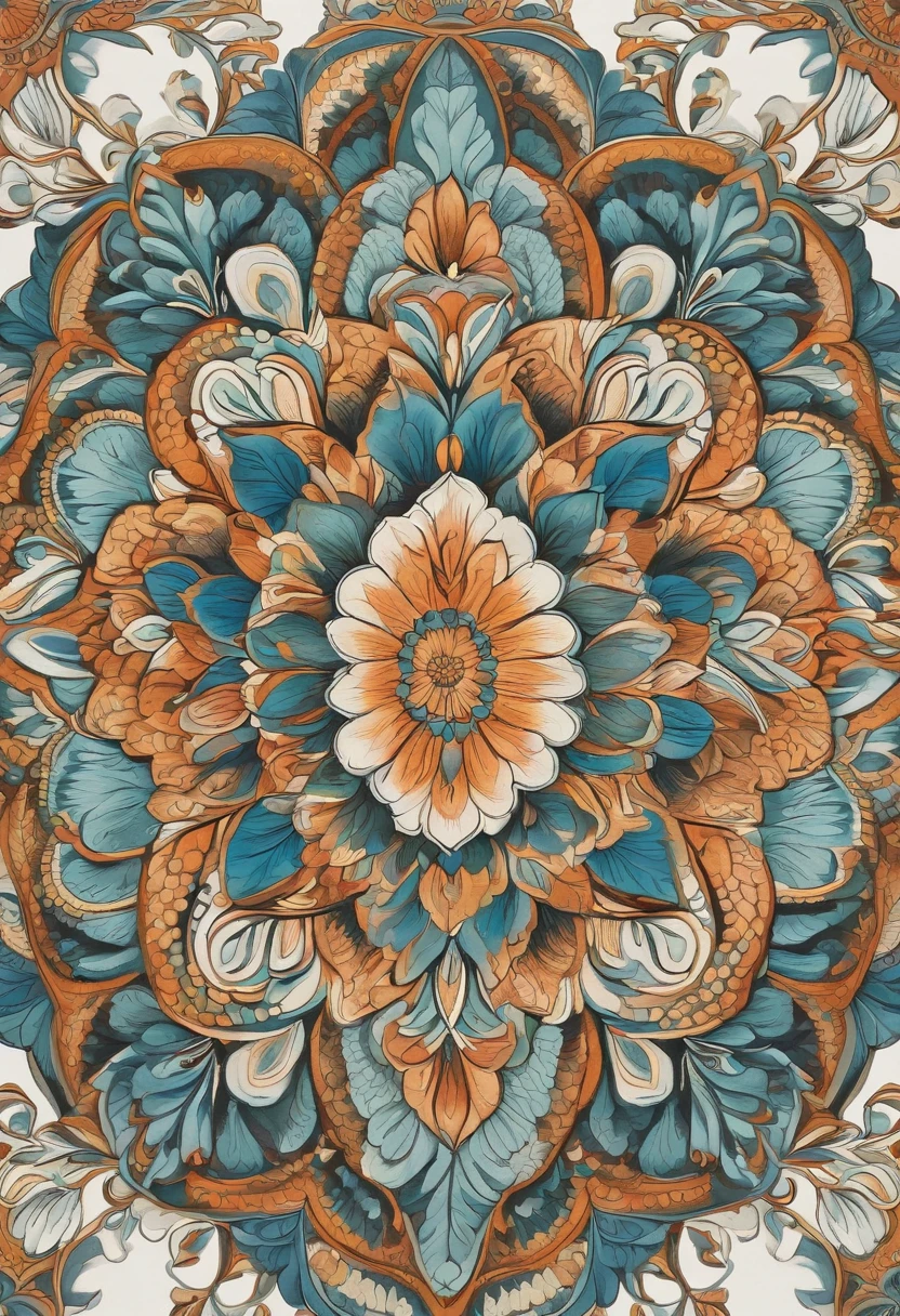 There's a drawing of a flower drawing on a white paper, lotus mandala, mandala, mandala, inspirado em Maksimilijan Vanka, escrito com cores finas no branco, mandala colorida, arte mandala, symmetrical design, desenho colorido, desenho colorido, symmetrical ornament, centrado na imagem, symmetrical artwork, inspirado em Johannes Bosschaert