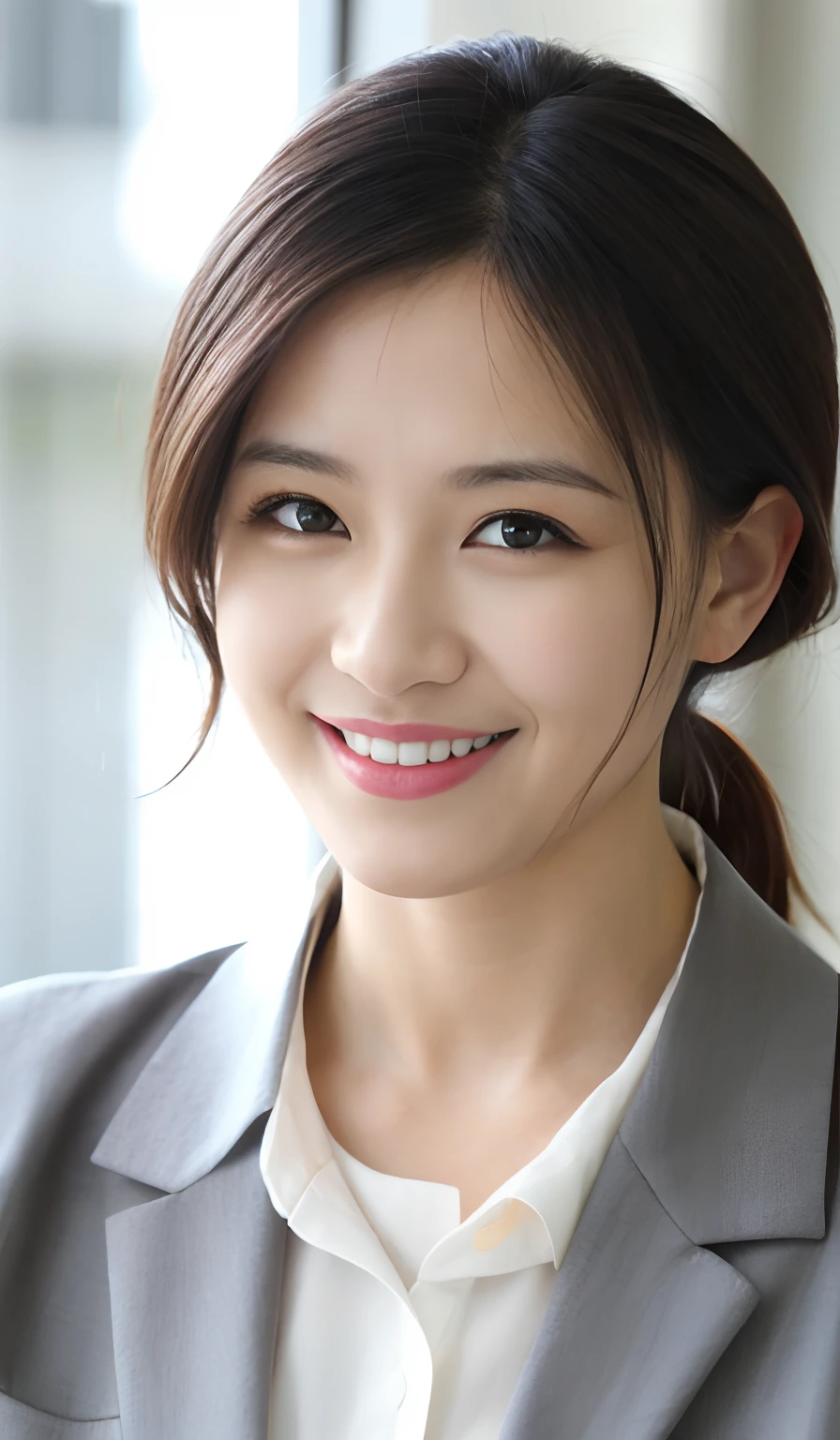 masutepiece,Best Quality, (1 milf), ((close up:0.5)), ((cross arms)), Glare, Gray blazer, White shirt, 二重まぶた, Eye lashes, Lip gloss, (Smile:1.5), ((Close eyes:0.85)), ((Looking at Viewer)), raw, (From above:0.2), ((nobody)), Office,