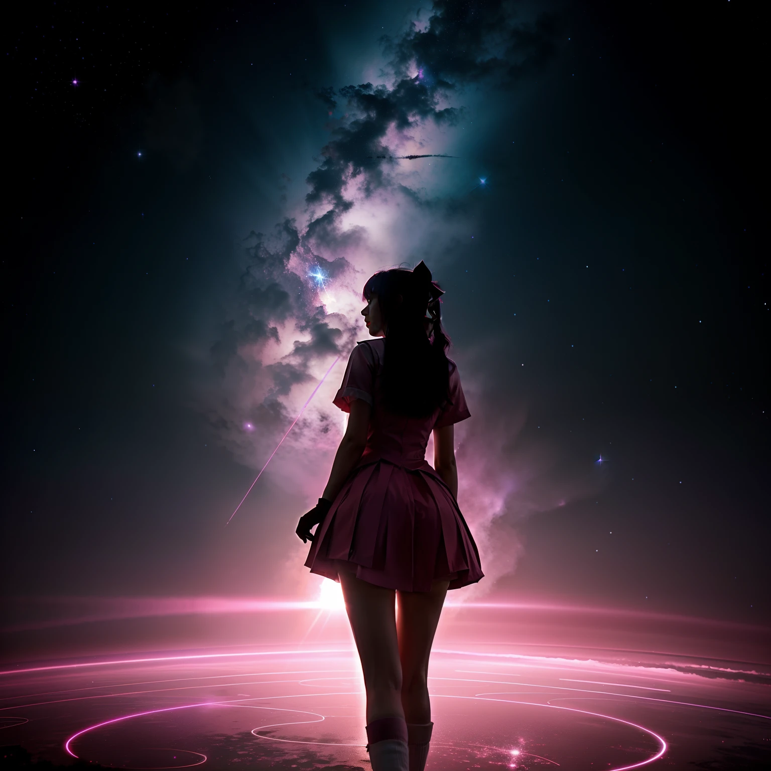 Madoka kaname, Madoka Magica art style, galaxy background