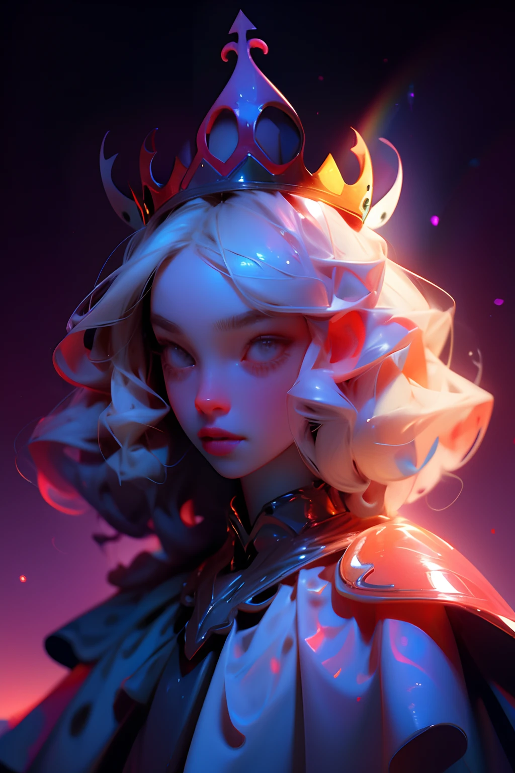 Uma pessoa com a fase extremamente detalhada, with a rainbow crown