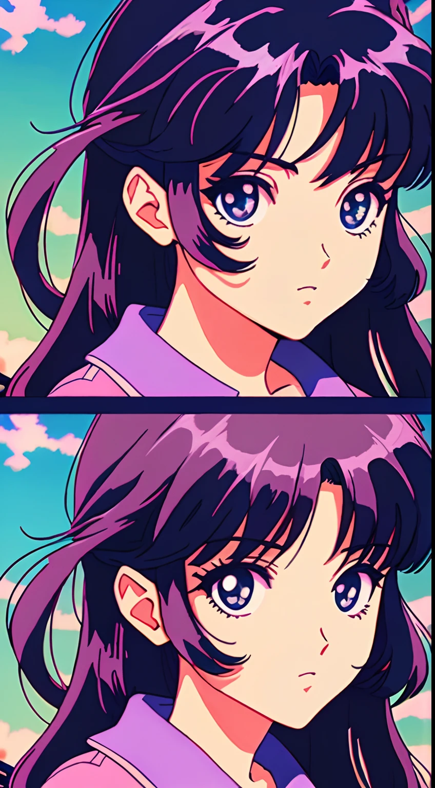 beautiful eyes, front face view, eyes, retro anime