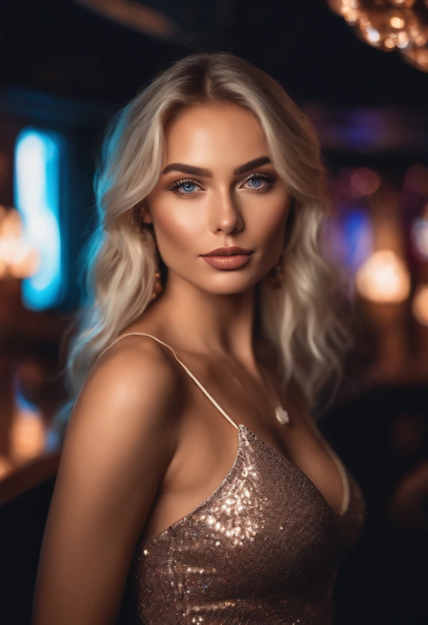 gorgeous woman with extra long wavy blonde hair, detailed alluring eyes, long sexy legs, wearing nothing, ((detailed facial features)), (finely detailed skin), pale skin, realistic skin texture, extreme skin details, (pores:0.1), in the background beautiful futuristic cyberpunk city, best quality masterpiece, photorealistic, hyperrealistic, detailed, 8k, HDR, (Soft color: 1.2), shallow depth of field, broad light, high contrast, backlighting, bloom, light sparkles, chromatic aberration, sharp focus, RAW color photo