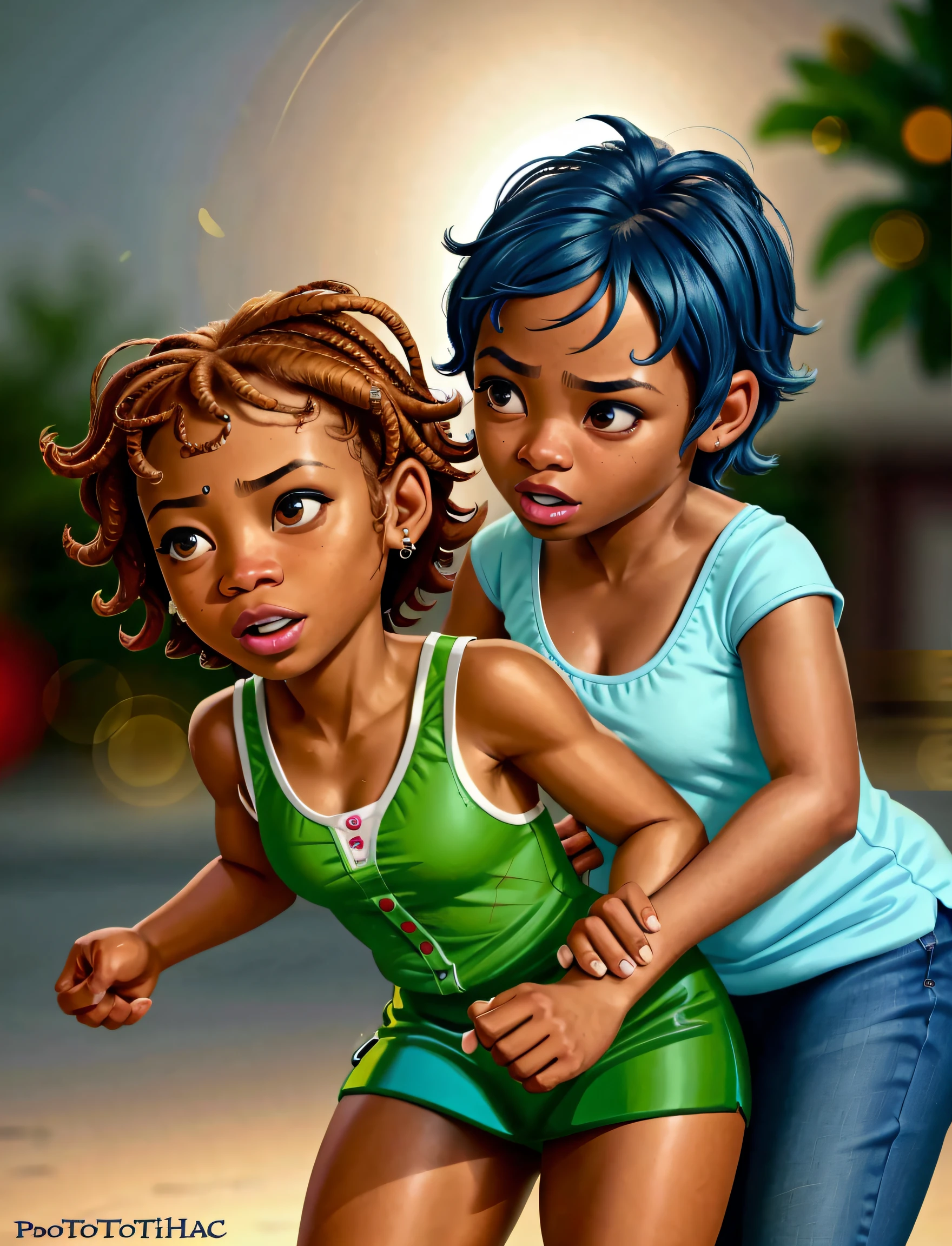 african-american drawing of a girl child getting beaten by her wicked aunt, serious beating(masterpiece:1.2) (photorealistic:1.2) (bokeh) (best quality) (detailed skin:1.3) (intricate details) (8k) (cinematic lighting) (sharp focus)