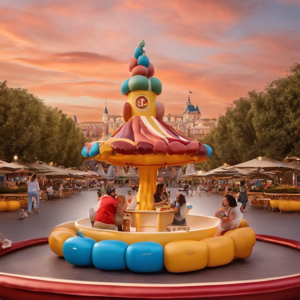 fofo, 可爱, menina sorridente comendo sorvete, doces voando ao seu redor, Pixar, Disney, Cinema lighting, jogos, 8k, Magic, amor, title "Parque da joy", Logo, Logo, Presentation, Disney, marca registrada, mercado, Logo, inflatable, trampolim, no deformed,
