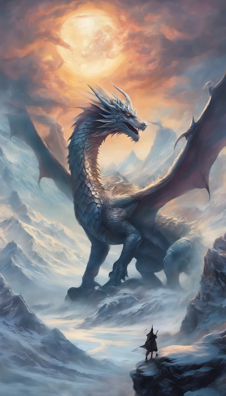 snowy mountain, dragon, war