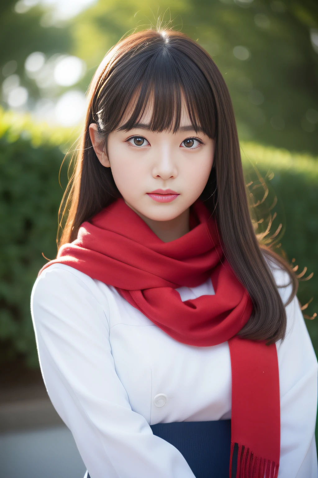 There is a woman in a red coat and a red scarf, Shin Jin Young, Choi Hong Hwa, sung by janice, Shahi, That&#39;s a cute Korean face, Nam Jae Young, Chiho, face photo profile picture, sun yunjoo, Ulzzang, Lee Ji Eun, Lee Ji Eun, she has a cute face