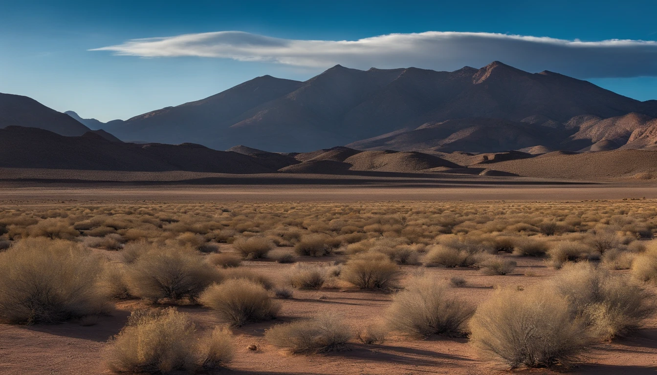 paisaje del desierto de Nevada Area 51 en EEUU, Where you can see mountains and sky rising