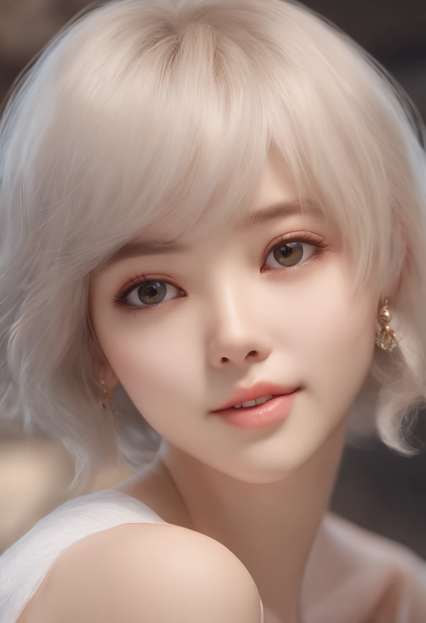 (A hyper-realistic), (illustratio), (hight resolution), (8K), (ighly detailed), (The best illustrations), (beatiful detailed eyes), (top-quality), (ultra-detailliert), (masterpiece), (wall-paper), (详细的脸), natta、Upper body close-up,armpit, Chew ice cream,short-hair,独奏,Girl in simple white tank top, Sweaty, japanes, Stock Price Board,Rise in stock prices,a smile