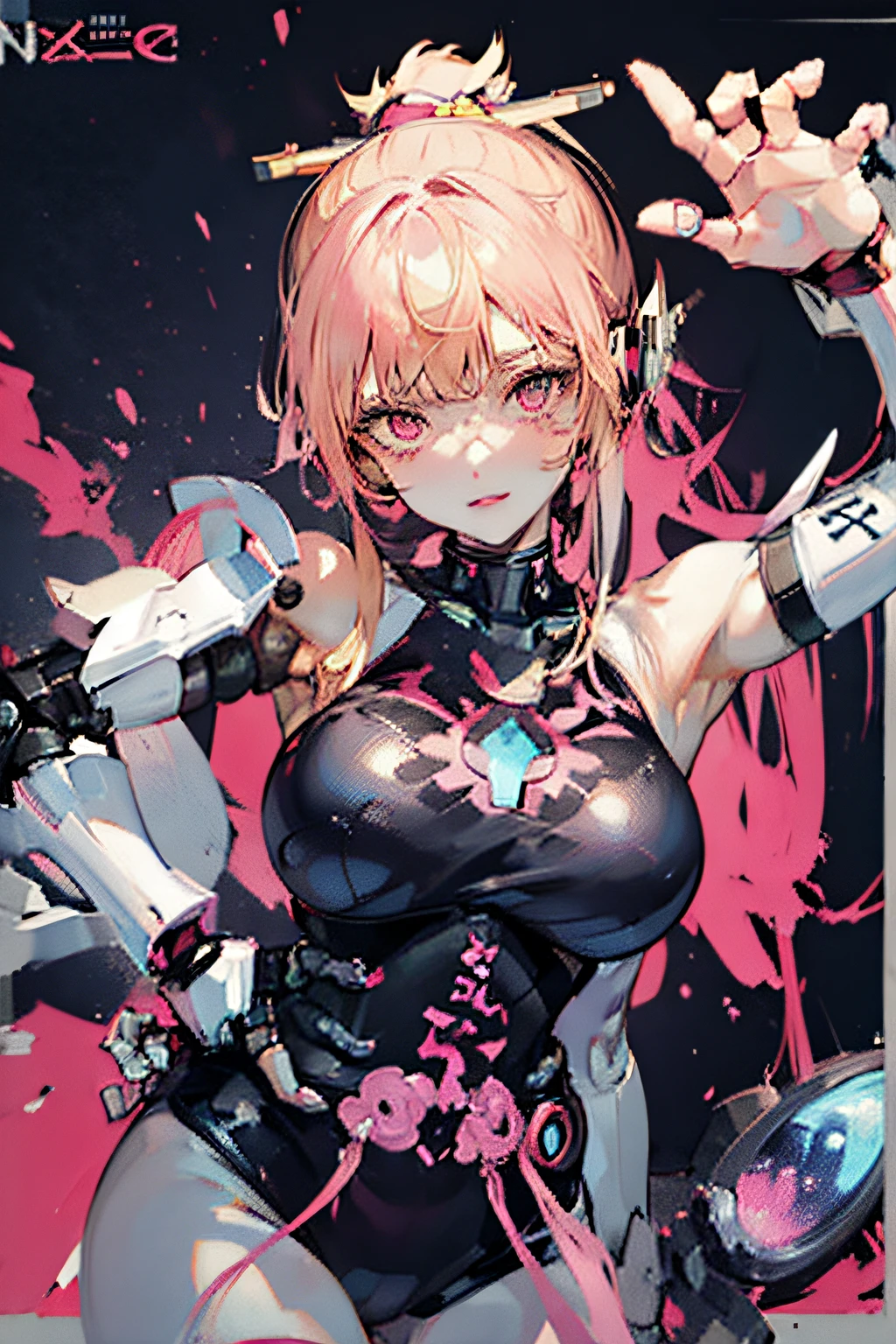 Anime girl with pink breasts and black and white costume, best anime 4k konachan wallpaper, barechested、teats、Cyberpunk anime girl mecha, Cute cyborg girl, Perfect Anime Cyborg Woman, biomechanical oppai, Anime Manga Robot!! Anime Girl, anime robotic mixed with organic, Girl in Mecha Cyber Armor, perfect android girl, android heroine, Cyborg girl