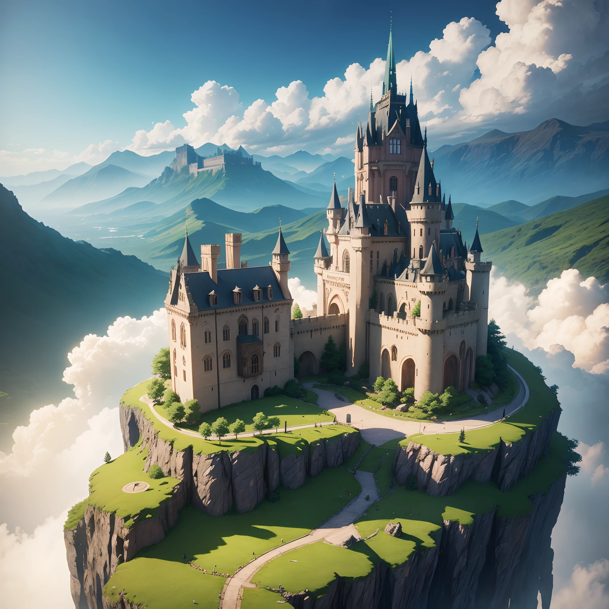 anime scene of a tree with a castle in the background, concept art by Kamagurka, pixiv contest winner, fantasy art, anime background art, anime concept hdr anime macmanus, 4k highly detailed digital art, background artwork, anime epic artwork, anime scenery concept art, 4k detailed digital art, made of tree and fantasy valley, --auto