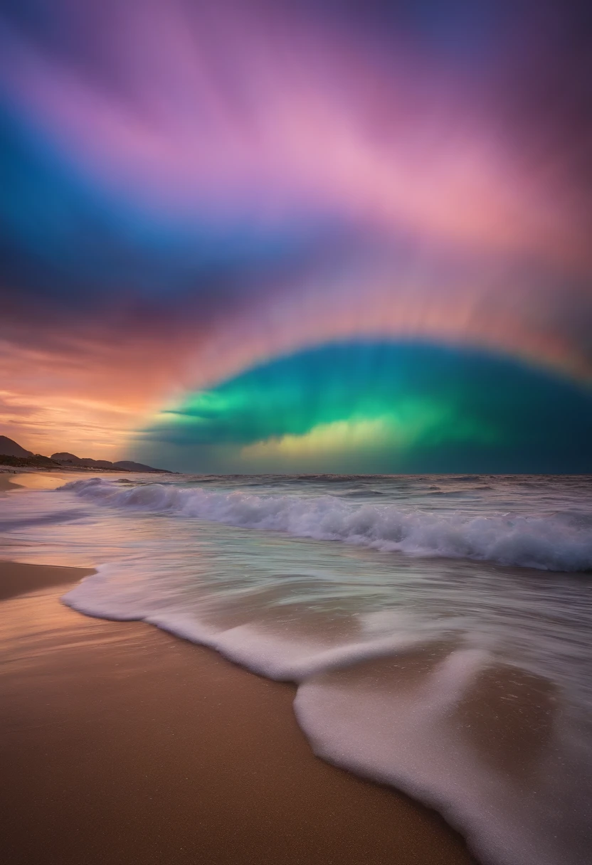 ((((iridescent))))View of iridescent beach with iridescent rocks and iridescent palm trees at sunset, Rainbow Magical Beach, Colorful glow of iridescent colors, Beautiful rainbow sunset, Colorful sunset in rainbow colors, Iridescent glow wave, Magnificent iridescent background, rainbow, Iridescent breathtaking iridescent colors, Make the iridescent water shine, See iridescent beaches at rainbow dusk, Bright glow of iridescent colors, Iridescent sunset glow, Clear neon water with iridescent colors, Incredible iridescent colors of rainbow colors, Beautiful iridescent background,Iridescent waves,Iridescent Sea,Iridescent sandy beaches,Rainbow Rocks,Iridescent sandy beaches,Rainbow Sand Beach,(((((Iridescent waves,Iridescent sandy beaches,Iridescent waves,Iridescent sandy beaches,Iridescent waves)))))