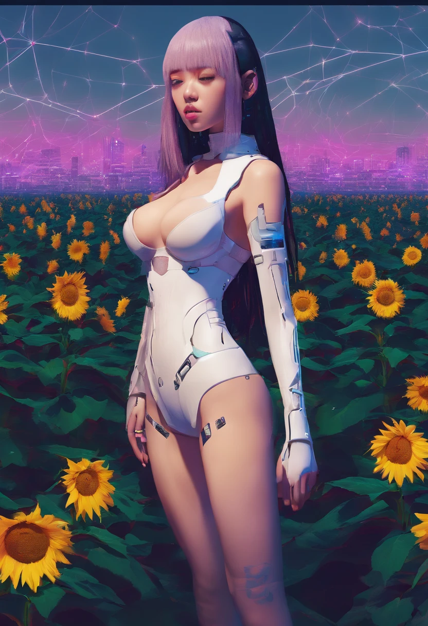1 girl, (((raised high huge round buttocks))), Wide A sunflower field in full bloom,Back view of a woman in Translucent white thong (underwear),long shot,wide view, commercial photography,award-winning photograph,(photorealistic),unity 8k wallpaper,(ultra detailed:1.3),(light_on_face:1.4),CanonEOS 5D MarkIV DSLR