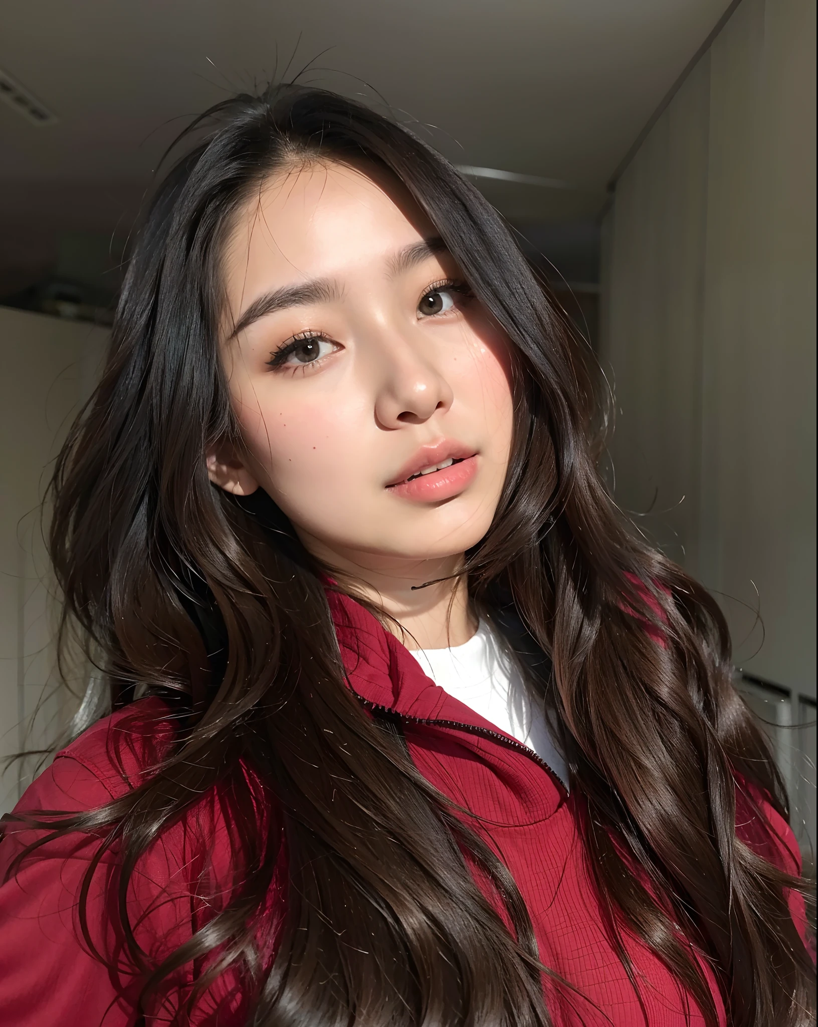 mulher arafed com cabelo preto longo vestindo uma jaqueta vermelha, linda mulher coreana jovem, a young asian woman, Mulher sul-coreana bonita, Asian face, mulher coreana jovem bonita, an Asian woman, Asian girl with long hair, detailed face of a asian girl, young asian woman, menina coreana, Mulher coreana, korean face features, louise zhang